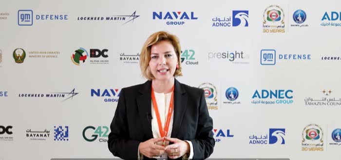 Dr Anna Dolidze speaking at IDEX